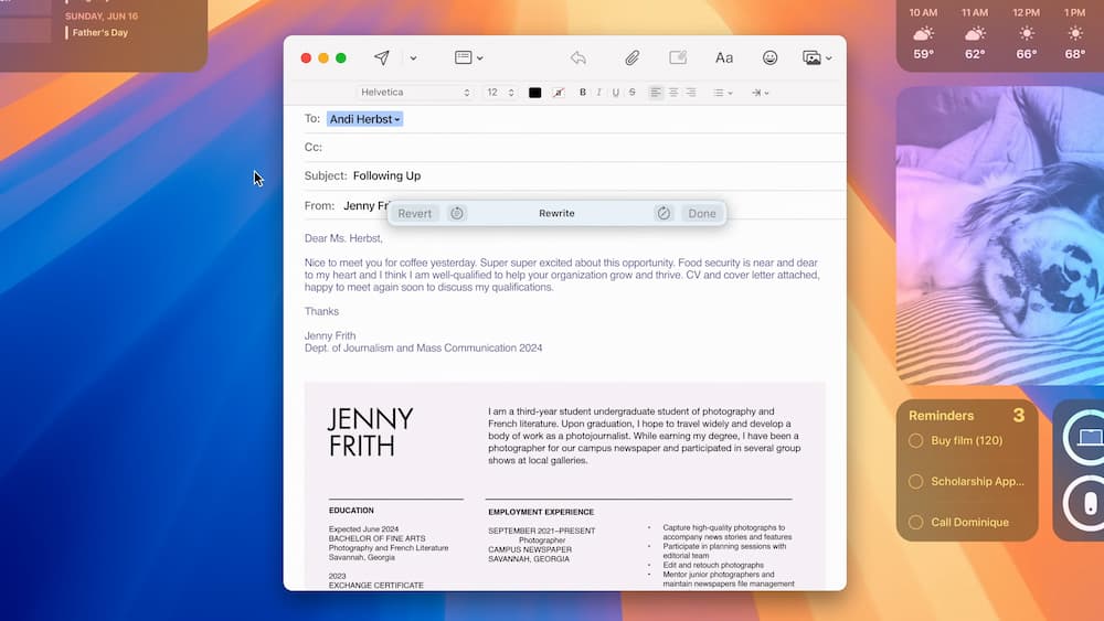 Apple Intelligence 功能：全新写作工具 Writing Tools