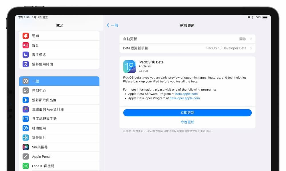 iPadOS 18 Beta下载与iPadOS18 测试版升级更新技巧（开发者Beta版）