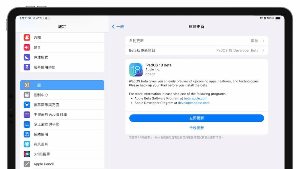iPadOS 18 Beta下载与iPadOS18 测试版升级更新技巧（开发者Beta版）