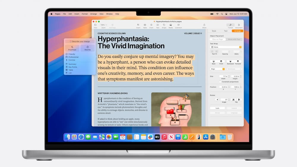 Apple Intelligence 功能：全新写作工具 Writing Tools 
