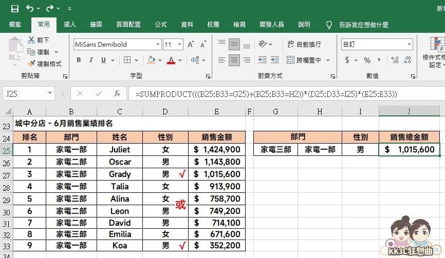 3种 Excel SUMPRODUCT 函数实例：单条件求和、多条件求和教程-14