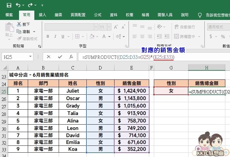3种 Excel SUMPRODUCT 函数实例：单条件求和、多条件求和教程-03