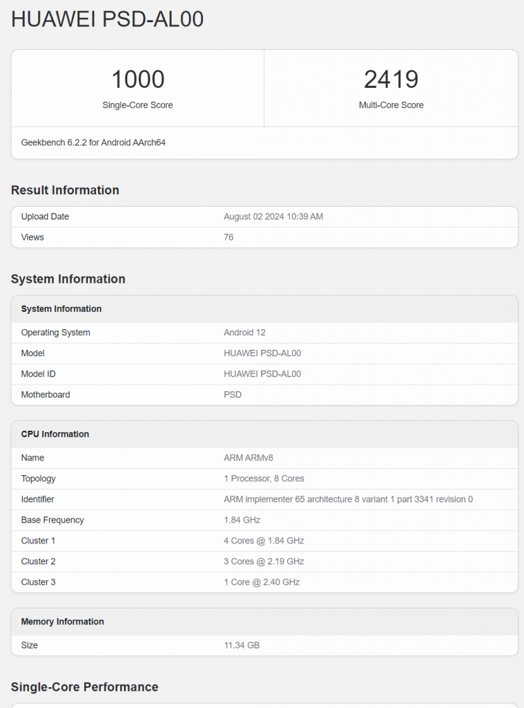 HUAWEI nova Flip 今晚随时现身，现在其跑分已出现在 Geekbench