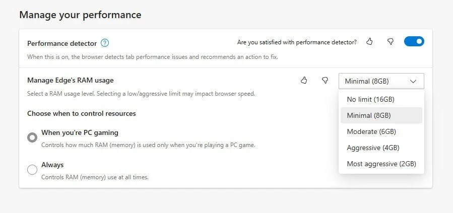 微软 Edge 浏览器新加 RAM限制器，最低只消耗 2GB RAM