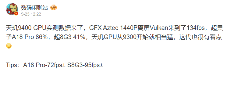 这效能也太夸张！ 天玑9400 GPU实测不仅狂胜A18 Pro达86%，还击败M4 - 安卓手赚网