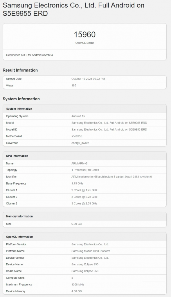 Exynos 2500 Geekbench 跑分曝光，即使用 Xclipse 950 GPU 也比不过天玑9400