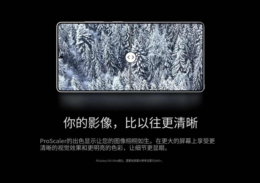Galaxy S25 Ultra 屏幕技术 ProScaler，影像更清晰、更明亮、更显眼